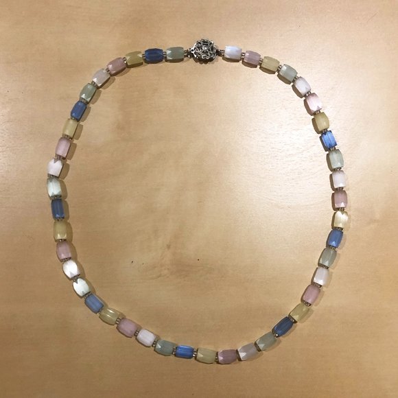 Vintage Art Deco Harlequin Glass Bead Multi Colour Pastel Necklace - Picture 3 of 7